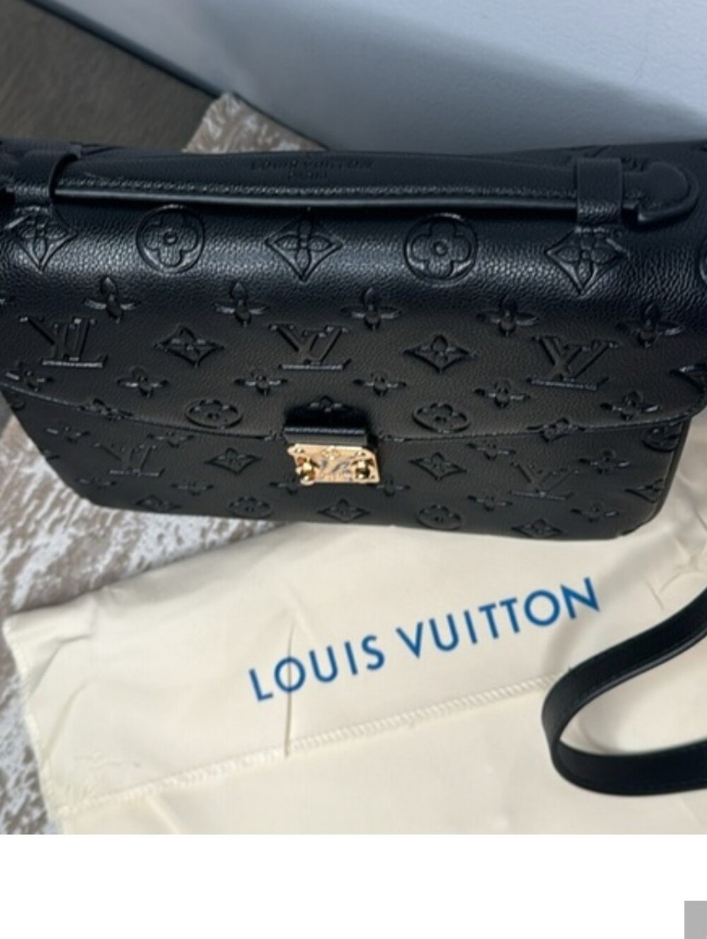 Gorgeous Embossed Monogram Black Shoulder Bag - Picture 4 of 9